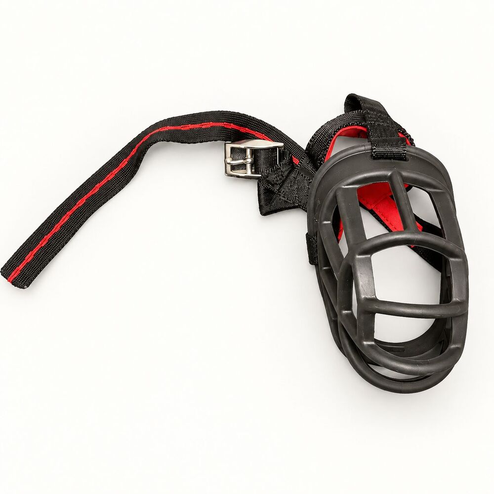 Baskerville Dog Muzzle Size 4 Black Red Adjustable Basket Buckle Strap